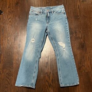 J.Crew Billie Demi Boot Crop Jeans Size 27 Distressed Light Wash